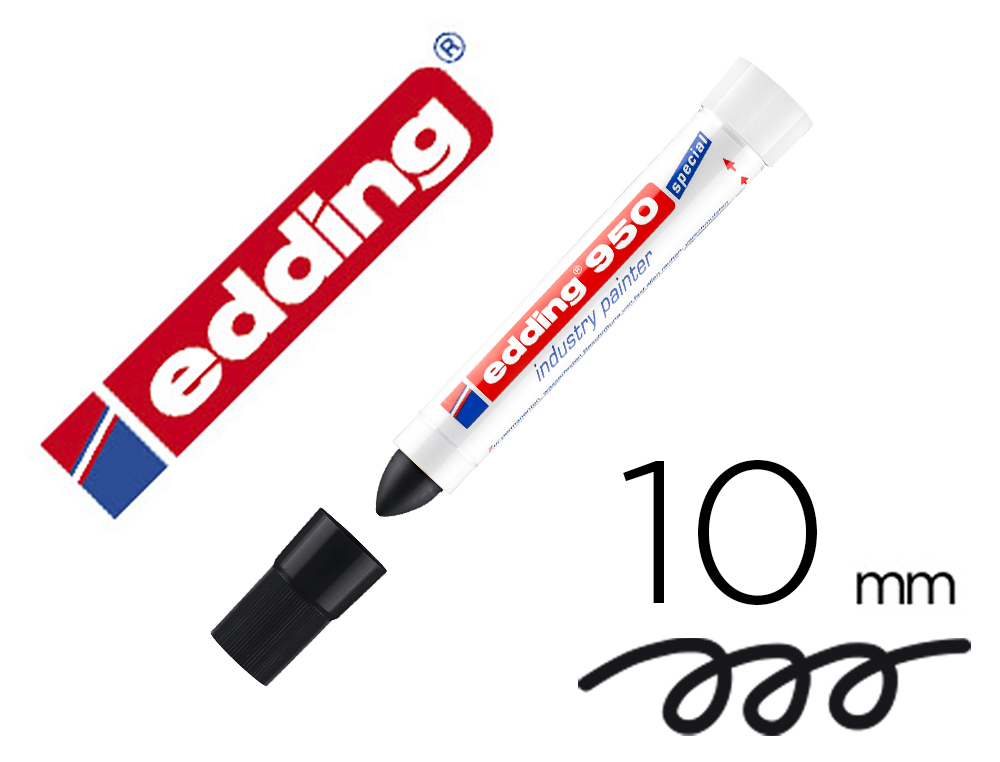 MARCADOR EDDING PERMANENTE 950 PASTA OPACA NEGRA PUNTA REDONDA 10 MM PARA SUPERFICIES OXIDADAS/RUGOSAS