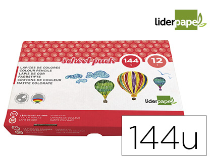 LAPICES DE COLORES LIDERPAPEL SCHOOL PACK DE 144 UNIDADES 12 COLORES X 12 UNIDADES