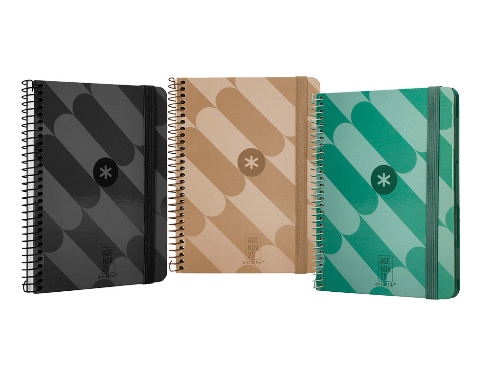 AGENDA ESPIRAL ANTARTIK PATTER PATTERN A6+ 2025 SEMANA VISTA COLORES SURTIDOS PAPEL 80 GR