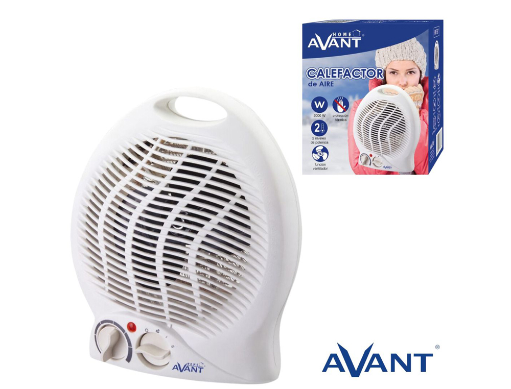 CALEFACTOR DE AIRE AVANT VERTICAL 2000W DOS NIVELES POTENCIA PROTECCION TERMICA FUNCION VENTILADOR COLOR