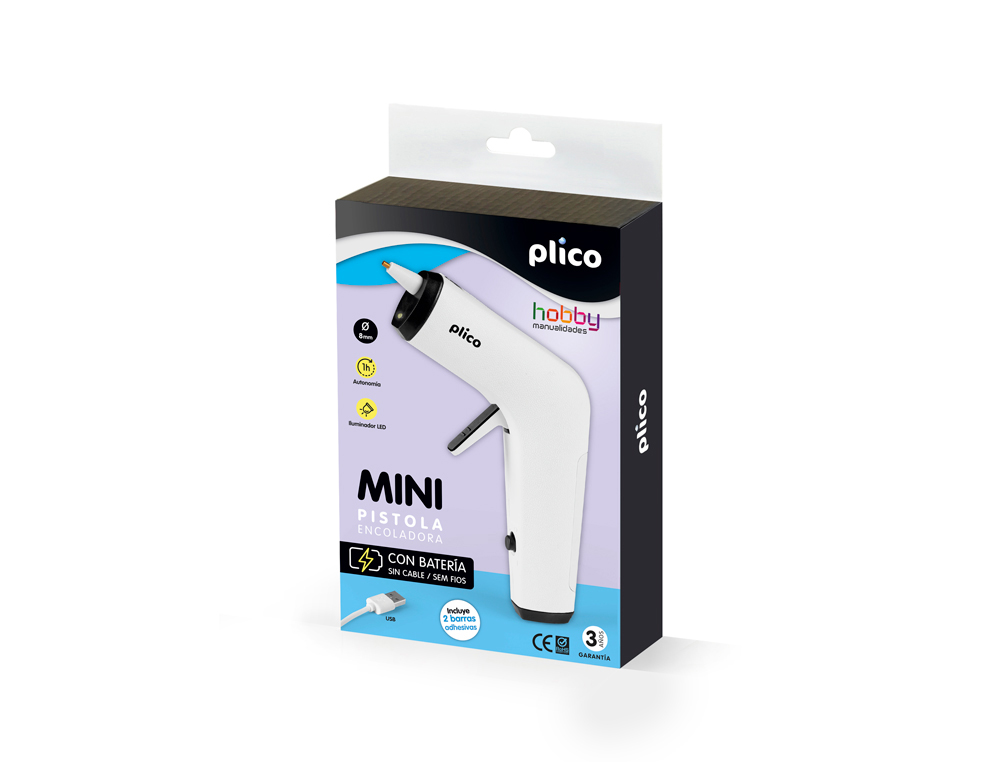 PISTOLA TERMOFUSIBLE PLICO MINI CON BATERIA