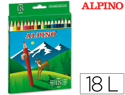 LAPICES DE COLORES ALPINO 656 CAJA DE 18 COLORES LARGOS