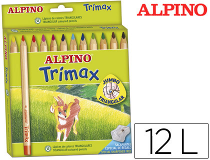 LAPICES DE COLORES ALPINO TRIMAX CAJA DE 12 COLORES SURTIDOS