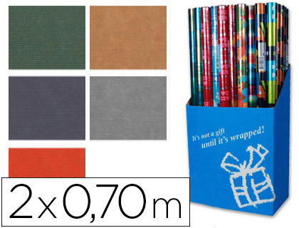 PAPEL DE REGALO COLORES LISOS KRAFT ROLLO ANCHO 70 CM LONGITUD 2 M MODELOS SURTIDOS GRAMAJE 60 GR
