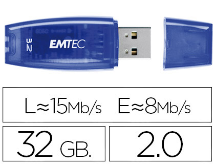 MEMORIA USB EMTEC FLASH C410 32 GB 2.0 AZUL