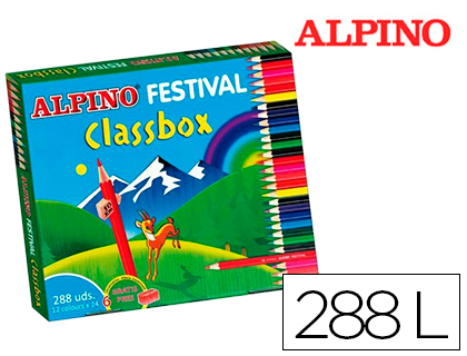 LAPICES DE COLORES ALPINO FESTIVAL CLASSBOX CAJA DE 288 UNIDADES 12 COLORES SURTIDOS